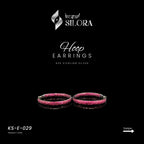 Fuchsia Pink Diamond Studded Sterling Silver hoops