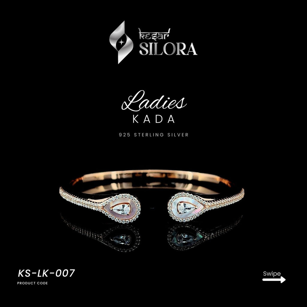 Rose Gold Plated sterling silver cuff bracelet with teardrop diamonds