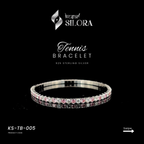 White & Pink Alternating Diamonds 925 Silver Studded Bracelet