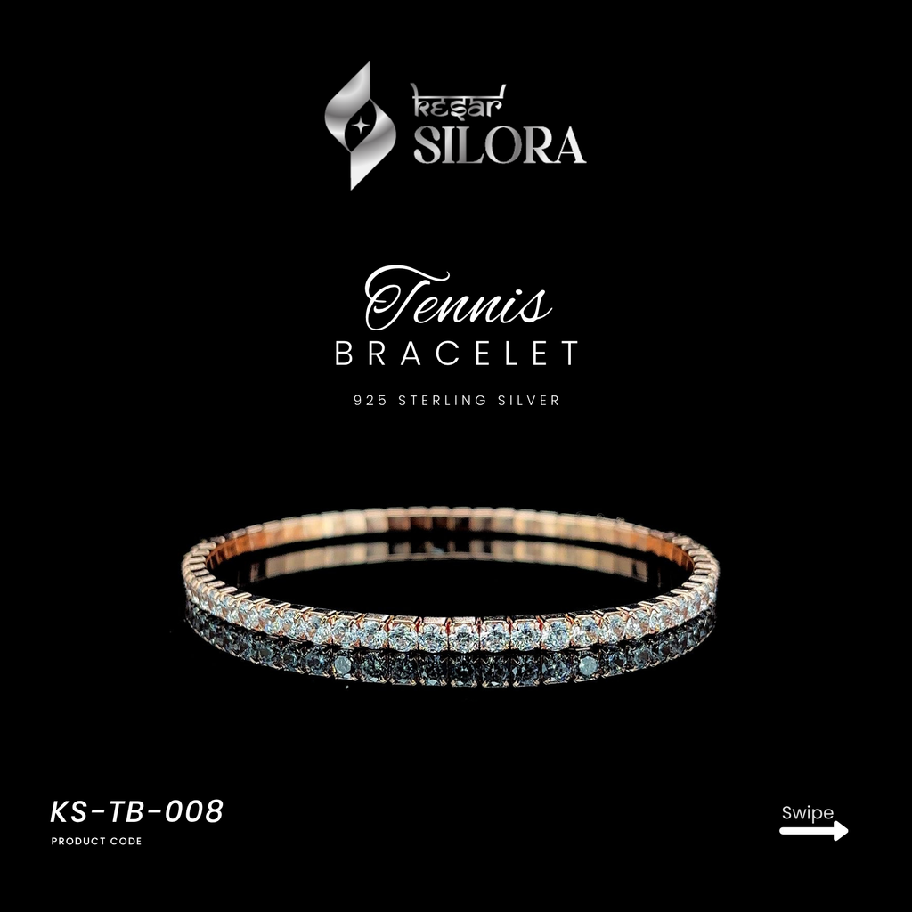 Rose Gold plated diamond studded 925 Silver bracelet.